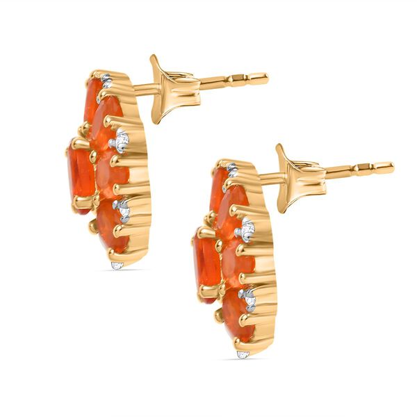 AAAA Blaze-Feueropal und Zirkon Ohrringe - 1,40 ct. image number 4