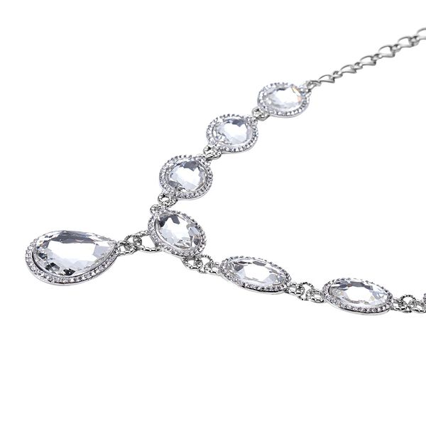 Weiße Glaskristall-Halskette, 50 cm - 151,80 ct. image number 3