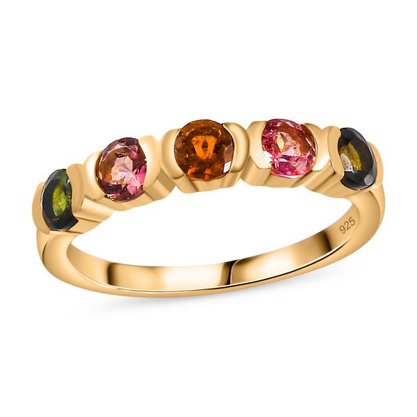 AA Mehrfarbig-Turmalin Ring 925 Silber 750 Gelbgold Vermeil (Gr&ouml;&szlig;e 16.00) ca. 0,89 ct image number 4