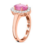 Premium Ilakaka Rosa Saphir und Zirkon-Halo Ring, 925 Silber Roségold Vermeil, 2,98 ct. image number 4