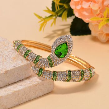 Neongr&uuml;ner und wei&szlig;er Kristall-Armreif, 18 cm