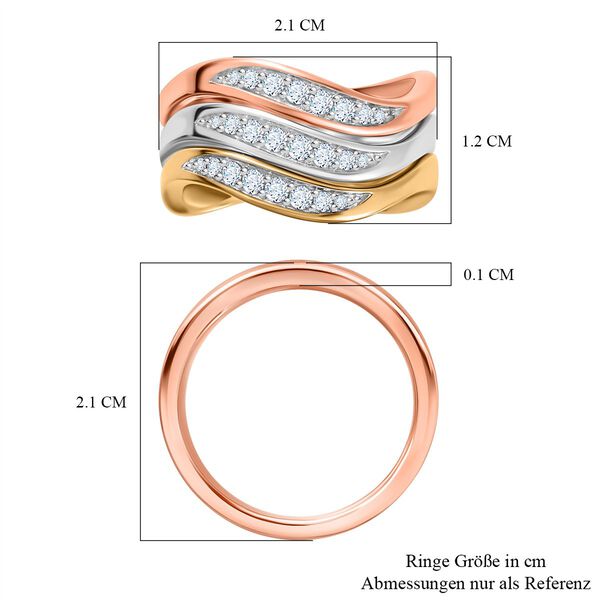 3er-Set- Moissanit Ringe - 0,59 ct. image number 9