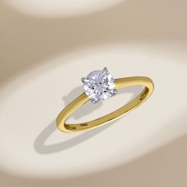 LUXURIANT IGI zertifizierter SI GH Labor Diamant Ring in 585 Gelbgold - 1 ct. image number 4