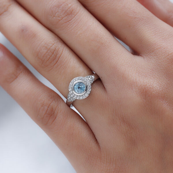 Kambodschanischer, blauer und weißer Zirkon-Ring in Silber, 1,17 ct. image number 3