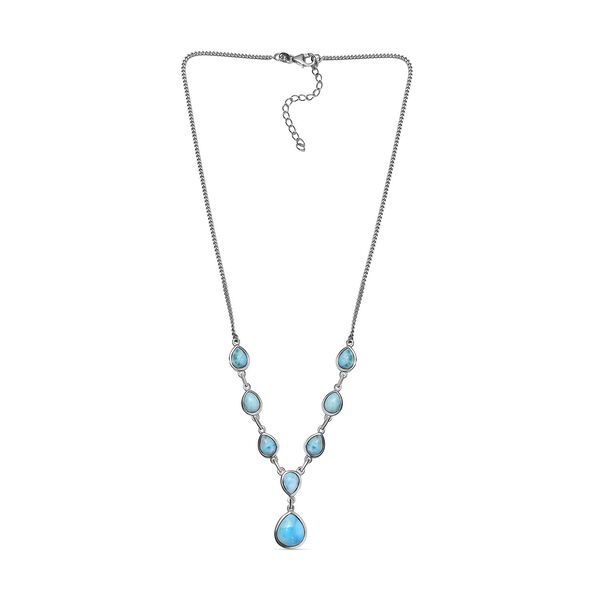 Larimar Collier, ca. 45 cm, 925 Silber platiniert ca. 14.66 ct image number 4