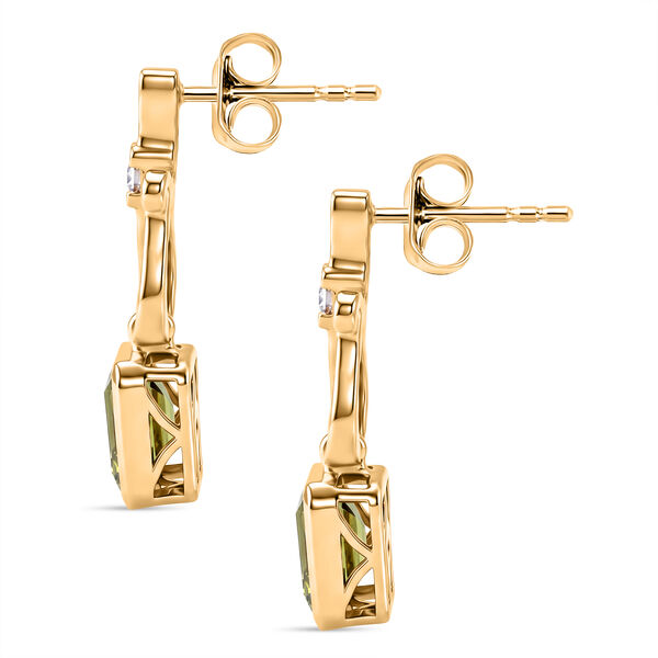 D'Joy AAA Ouro Verde-Quarz, Wei&szlig;er Zirkon Ohrringe 925 Silber 750 Vergoldet ca. 2,11 ct. image number 3