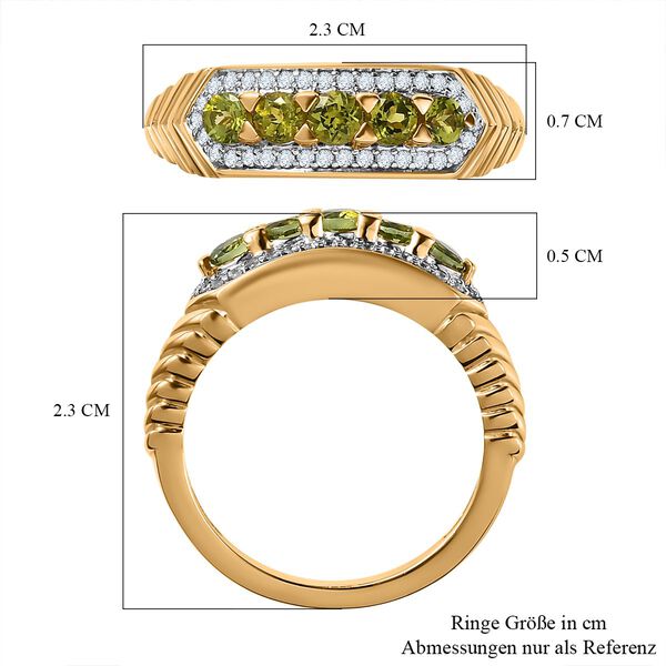 Natürlicher AA Calabar-Turmalin, Weißer Zirkon Ring, 925 Silber Gelbgold Vermeil (Größe 17.00) ca. 0.89 ct image number 7