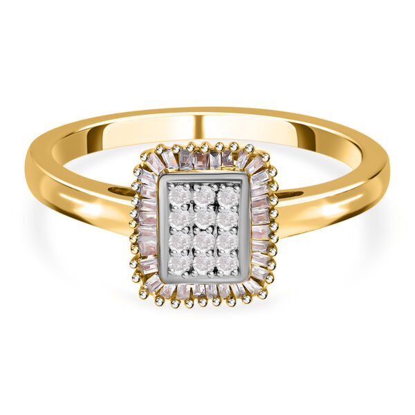 Wei&szlig;er Diamant P Ring, 925 Silber Gelbgold Vermeil (Gr&ouml;&szlig;e 18.00) ca. 0.33 ct