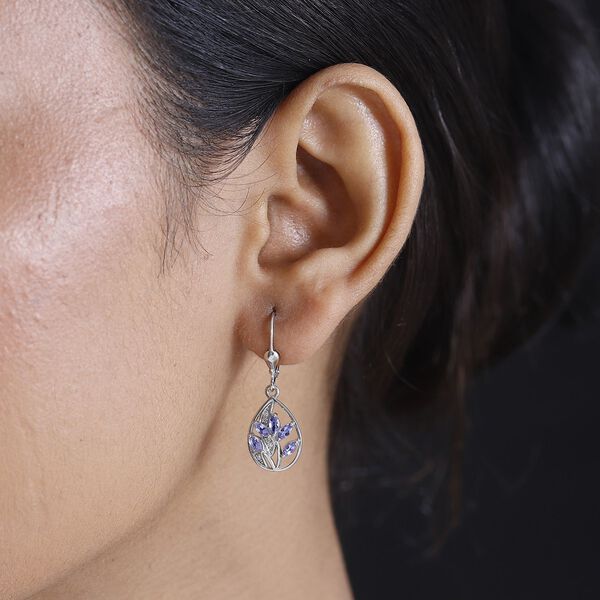 Tansanit, Weißer Zirkon Ohrringe 925 Silber rhodiniert ca. 0.97 ct image number 2