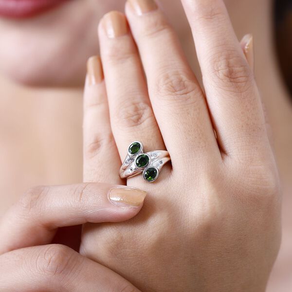 AA natürlicher Chromdiopsid und Zirkon-Ring - 1,28 ct. image number 3