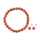 2er- Set, rotes Jade-Armband und Ohrstecker - 128 ct. image number 0