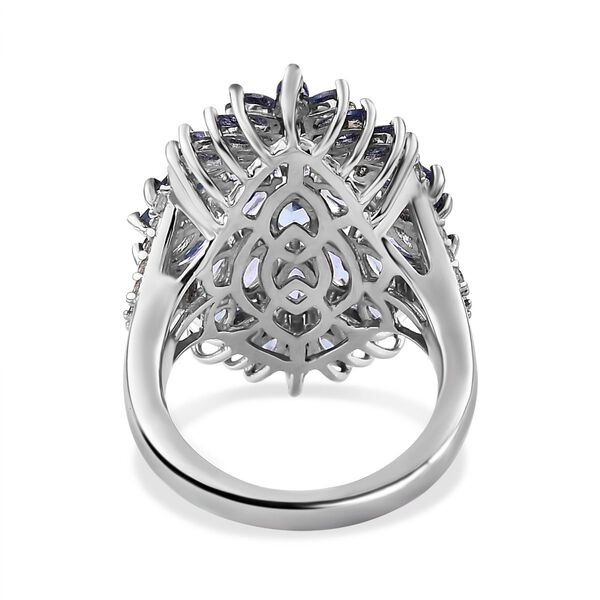Tansanit und Zirkon Cluster Cocktail Ring - 5,15 ct. image number 6