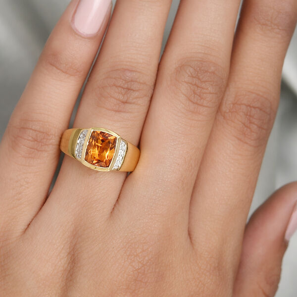 Madeira Citrin und Zirkon Ring 925 Silber vergoldet  ca. 2,03 ct image number 3