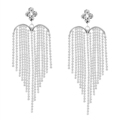 Wei&szlig;er Kristall Ohrh&auml;nger, silberfarben