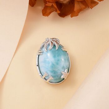 AA Nat&uuml;rlicher gr&uuml;ner Larimar und Zirkon Anh&auml;nger - 19,06 ct.