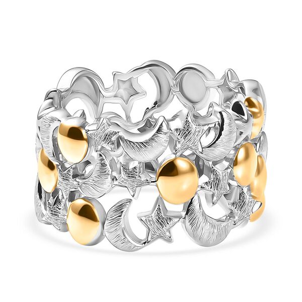 GP - Kanchanaburi Blauer Saphir Ring 925 Silber vergoldet und platiniert (Größe 21.00) image number 0