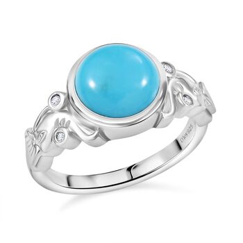 D joy Sleeping Beauty T&uuml;rkis, Moissanit Ring 925 Silber rhodiniert (Gr&ouml;&szlig;e 18.00) ca. 2.70 ct