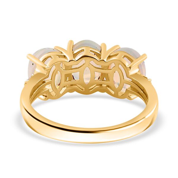 AA Nat&uuml;rlicher, &auml;thiopischer Welo Opal, Wei&szlig;er Diamant Ring, 925 Silber 750 Gelbgold Vermeil (Gr&ouml;&szlig;e 21.00) ca. 2.34 ct image number 7