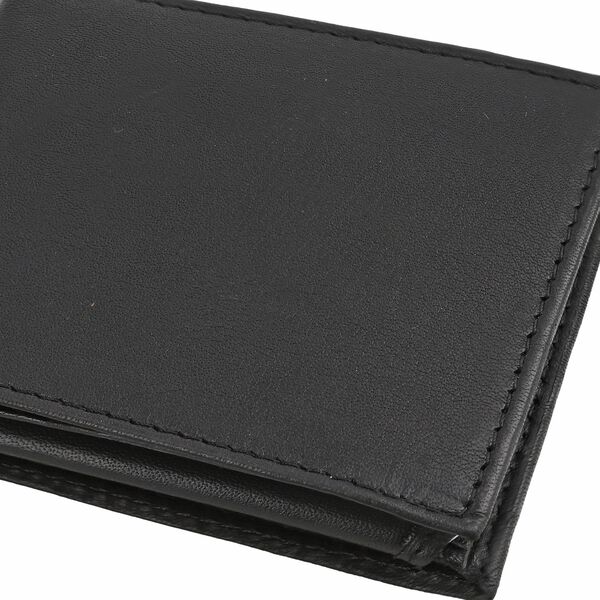Klassische Bifold Herren-Geldbörse, 100% echtes Leder, RFID geschützt, schwarz image number 6