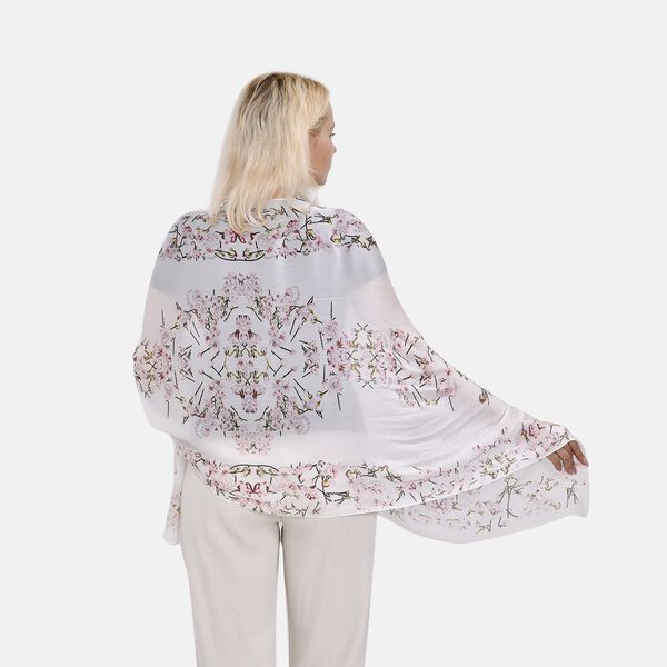 LA MAREY - 100% Maulbeeren-Seidenschal, Chiffon, 60x170 cm, Wei&szlig; image number 6