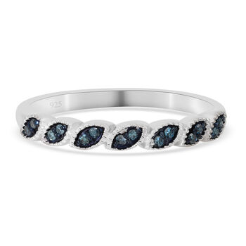 Blauer Diamant Ring 925 Silber platiniert (Gr&ouml;&szlig;e 16.00) ca. 0,10 ct