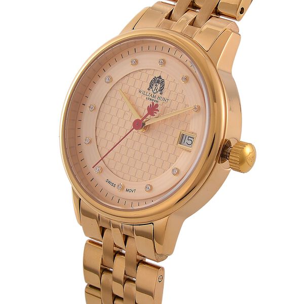 William Hunt &ndash; Schweizer Uhrwerk, Saphirglas, Wei&szlig;er Zirkonia, Edelstahlarmband 19 cm, Ros&eacute;-Bicolor image number 3