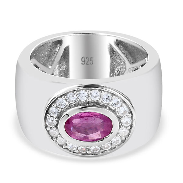 Premium Ilakaka Rosa Saphir und Zirkon Ring, 925 Silber platiniert, 1,43 ct.