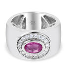 Premium Ilakaka Rosa Saphir und Zirkon Ring, 925 Silber platiniert (Größe 16.00) (Fissure gefüllt) ca. 1,43 ct