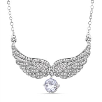 Wei&szlig;e Zirkonia und Kristall Halskette, 52+5cm