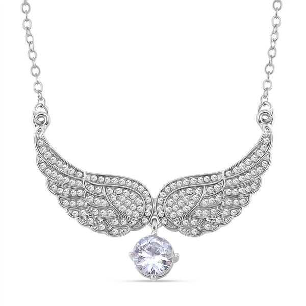 Wei&szlig;e Zirkonia und Kristall Halskette, 52+5cm