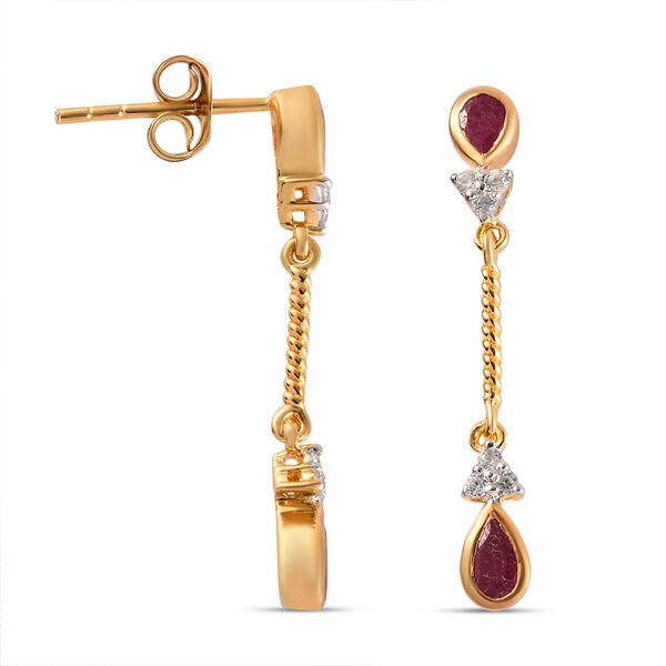 Afrikanische Rubin und Zirkon-Ohrh&auml;nger in Silber, 1,35 ct.