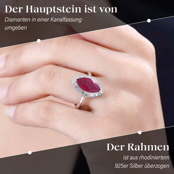 Afrikanischer Rubin und Diamant-Ring - 4,20 ct.