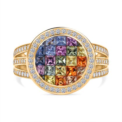 AAA Mehrfarbiger Saphir, Rosa Saphir Ring 585 Gold (Gr&ouml;&szlig;e 20.00) ca. 4.71 ct