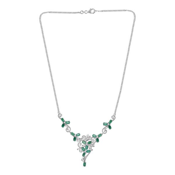 Kagem sambische Smaragd und Zirkon-Halskette, 45 cm - 4,78 ct. image number 7