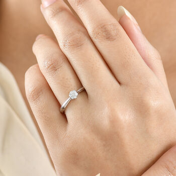 D'Joy Wei&szlig;er Diamant Ring 925 Silber rhodiniert (Gr&ouml;&szlig;e 18.00) ca. 0,10 ct