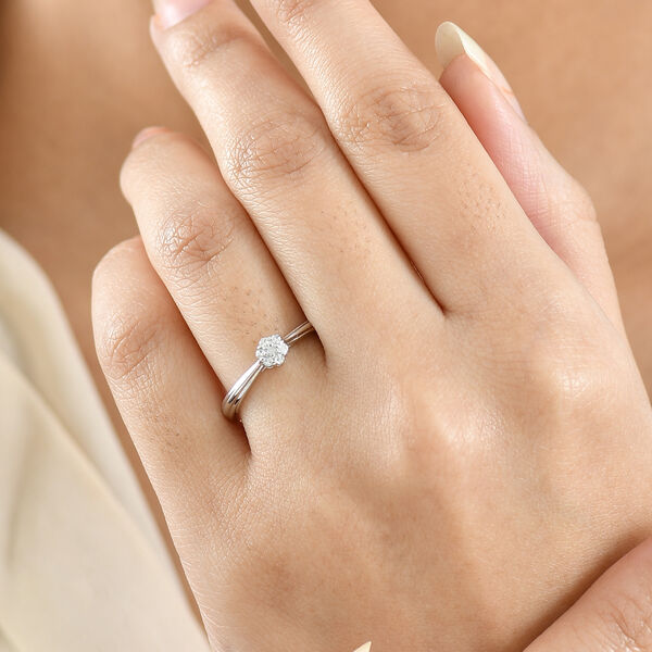 D'Joy Weißer Diamant Ring 925 Silber rhodiniert (Größe 18.00) ca. 0,10 ct image number 3