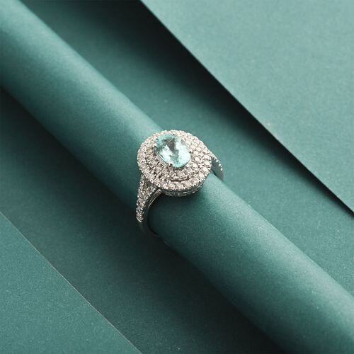 CHAIRMAN VAULT COLLECTION - AAAA Paraiba Turmalin, Weißer Diamant Ring, zertifiziert und geprüft, 950 Platin (Größe 17.00) ca. 2.75 ct image number 1