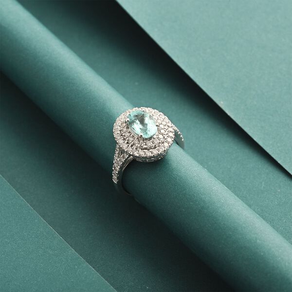CHAIRMAN VAULT COLLECTION - AAAA Paraiba Turmalin, Wei&szlig;er Diamant Ring, zertifiziert und gepr&uuml;ft, 950 Platin (Gr&ouml;&szlig;e 17.00) ca. 2.75 ct image number 1