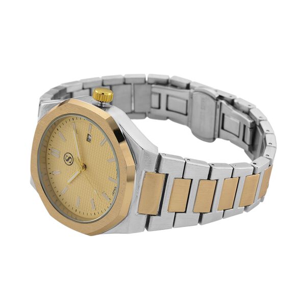 STRADA - Armbanduhr mit japanischem Uhrwerk und Datumsanzeige, Legierungsgehäuse  Sandstrahleffekt, bicolor, Goldfarben image number 4