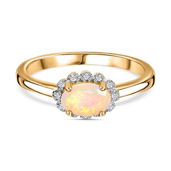 Nat&uuml;rlicher, &auml;thiopischer Opal und Diamant Ring - 0,32 ct.