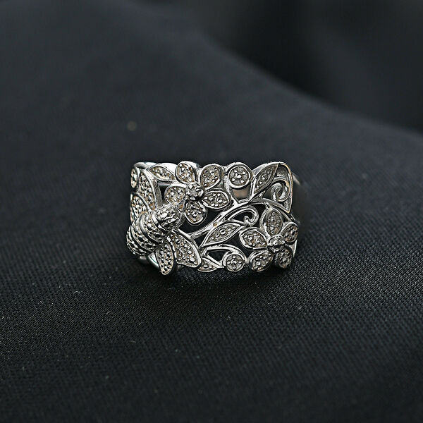 EVER TRUE Weißer Diamant Ring Nickelfreies Messing, Silberfarben  (Größe 20.00) image number 1