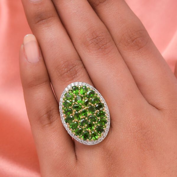 Nat&uuml;rlicher Chromdiopsid und Zirkon-Ring - 6,11 ct. image number 3