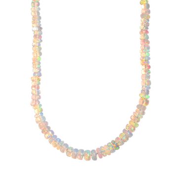 Nat&uuml;rlicher, &auml;thiopischer Welo Opal Halskette ca. 45 cm 925 Silber rhodiniert ca. 45,00 ct.