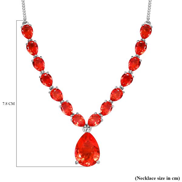 Padparadscha Triplett Quarz Halskette, ca. 45 cm, 925 Silber platiniert ca. 29.90 ct image number 7