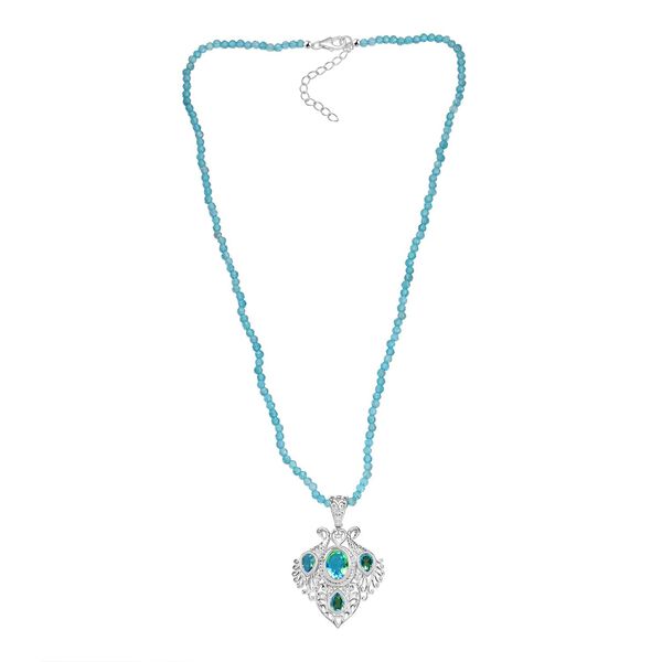 D'Joy Pfau Triplett Quarz und Apatit Anh&auml;nger mit 45+5cm Kette - 35,34 ct. image number 4