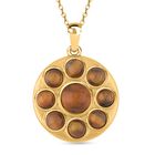 Gelbes Tigerauge Halskette ca. 50 cm Reiner Edelstahl IP-Gelbbeschichtung ca. 5.00 ct