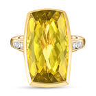 Ouro Verde-Quarz und weißer Zirkon-Ring, 925 Silber vergoldet  ca. 16,38 ct image number 0