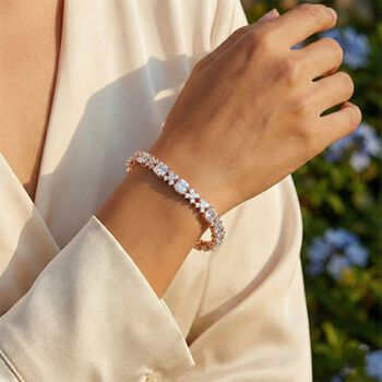 Wei&szlig;es Zirkonia 19cm XOXO Armband in Ros&eacute;goldton