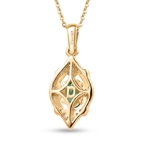 D'Joy AAA Kagem Sambischer Smaragd, Wei&szlig;er Zirkon Schmuckset ca. 50 cm 925 Silber 750 Gelbgold vermeil ca. 0.63 ct image number 4