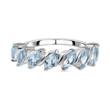 Himmelblauer Topas Ring 925 Silber rhodiniert (Größe 18.00) ca. 2,18 ct